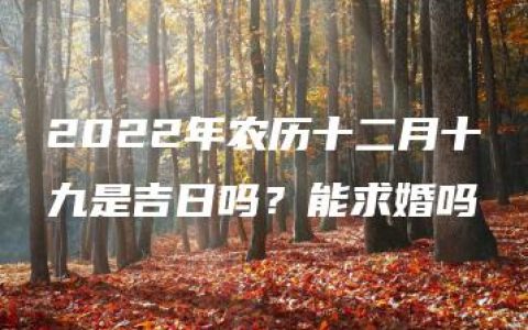 2022年农历十二月十九是吉日吗？能求婚吗