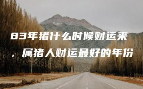 83年猪什么时候财运来，属猪人财运最好的年份