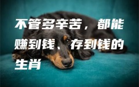 不管多辛苦，都能赚到钱、存到钱的生肖