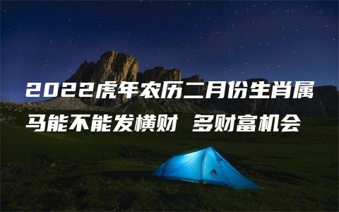 2022虎年农历二月份生肖属马能不能发横财 多财富机会