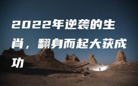 2022年逆袭的生肖，翻身而起大获成功