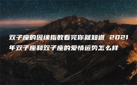 双子座的因缘指数看完你就知道 2021年双子座和双子座的爱情运势怎么样