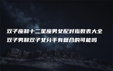 双子座和十二星座男女配对指数表大全 双子男和双子女分手有复合的可能吗