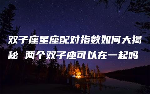 双子座星座配对指数如何大揭秘 两个双子座可以在一起吗