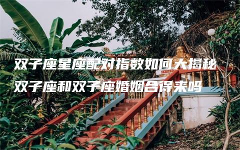 双子座星座配对指数如何大揭秘 双子座和双子座婚姻合得来吗