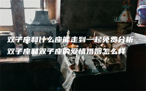 双子座和什么座能走到一起免费分析 双子座和双子座的爱情婚姻怎么样