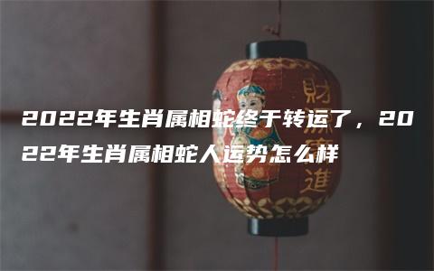 2022年生肖属相蛇终于转运了，2022年生肖属相蛇人运势怎么样