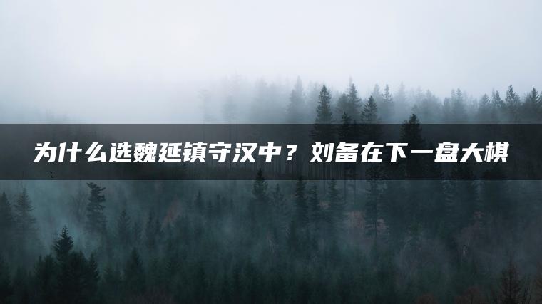 为什么选魏延镇守汉中？刘备在下一盘大棋