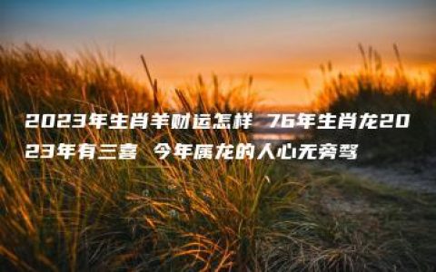 2023年生肖羊财运怎样 76年生肖龙2023年有三喜 今年属龙的人心无旁骛