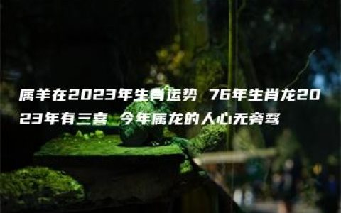 属羊在2023年生肖运势 76年生肖龙2023年有三喜 今年属龙的人心无旁骛