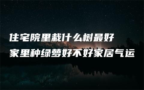 住宅院里栽什么树最好  家里种绿萝好不好家居气运