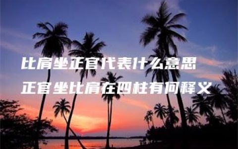 比肩坐正官代表什么意思  正官坐比肩在四柱有何释义