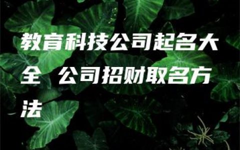 教育科技公司起名大全 公司招财取名方法