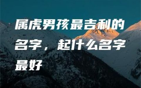 属虎男孩最吉利的名字，起什么名字最好