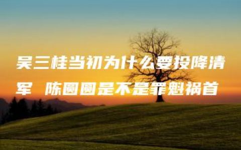 吴三桂当初为什么要投降清军 陈圆圆是不是罪魁祸首