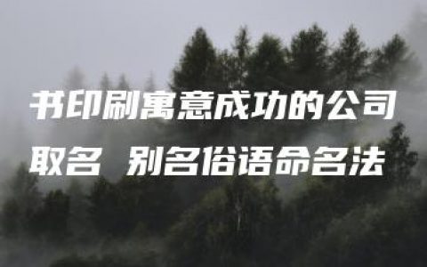 书印刷寓意成功的公司取名 别名俗语命名法