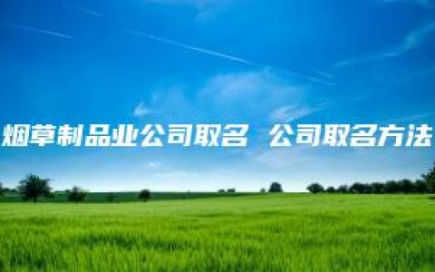 烟草制品业公司取名 公司取名方法