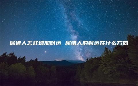 属猪人怎样增加财运 属猪人的财运在什么方向