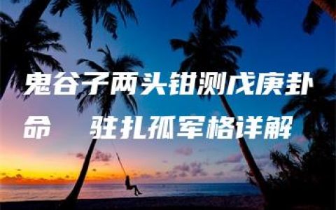 鬼谷子两头钳测戊庚卦命  驻扎孤军格详解