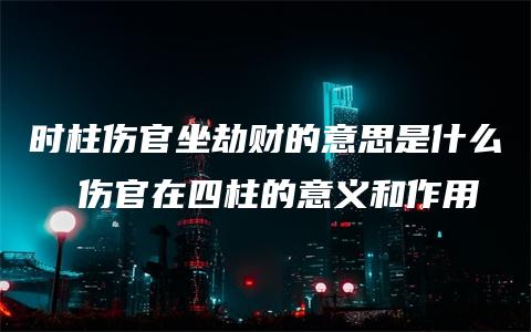 时柱伤官坐劫财的意思是什么  伤官在四柱的意义和作用