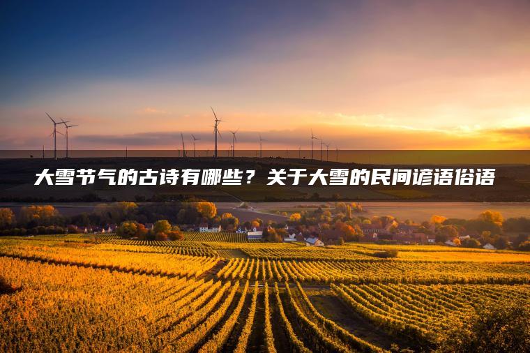 大雪节气的古诗有哪些？关于大雪的民间谚语俗语