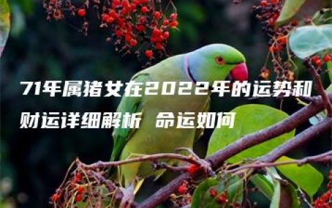 71年属猪女在2022年的运势和财运详细解析 命运如何